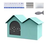 Pet Cooling House, Foldable Insulated Cat Cooling House, Ventilate & Easy Clean Air Conditioned Pet House, Waterproof Cat House with 10 Ice Packs for Pets Dogs Puppy Indoor Outdoor，Green：M 45*35*37cm