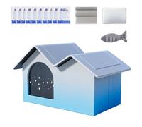 Pet Cooling House, Foldable Insulated Cat Cooling House, Ventilate & Easy Clean Air Conditioned Pet House, Waterproof Cat House with 10 Ice Packs for Pets Dogs Puppy Indoor Outdoor，Blue：M 45*35*37cm