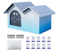 Pet Cooling House - M/L/XL Pet Summer House with 10 Ice Packs, Foldable Cat Cooling House, Double Insulated Cat Air Conditioned Houses, Ventilate & Easy Clean for Cats Small Dogs (Blue, XL)