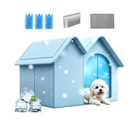 Pet Cooling House - Semi Enclosed Summer Chill Shelter With Ice Box System For Heat Relief Comfort, Outdoor Cat Cave Portable Garden Design, 60x42x38cm Double Top Oxford Cloth Pearl Cotton Durrable St