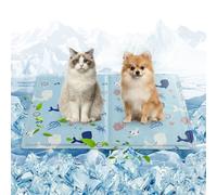Pet Cooling Mat 50 x 65 cm Transfer Printing Printed Underwater World Mat Kraft Paper Box Waterproof Cooling Mat for Pets Cooling Seat Cushion Car Home Mat for Dogs and Cats
