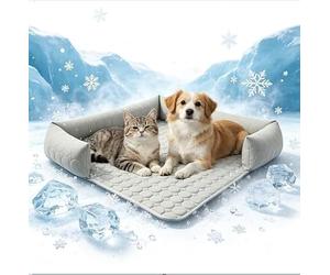 Pet Cooling Mat for Dogs, Durable Pet Cool Mat With Three Sides Surrounding, Scratch-Resistant Washable Cat Cooling Mat, Easy to Clean Cat Cool Mat for Indoor, Outdoor and Car Use
