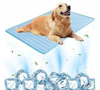 Pet Cooling Mat Pad, 2025 Upgraded Pet Ice Silk Mats, Pet Cooling Mat Ice Silk Cool Mat for Dogs & Cats, with Non-Slip & Foldable Summer Reusable Pet Cool Bed (Blue, XL-110x80cm)