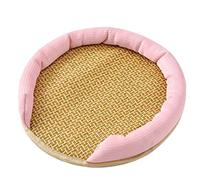 Pet Cooling Mat Summer Breathable Cat Bed Soft Comfortable Hand Woven Cat Cool Rattan Pad for Indoor (Medium)