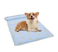 Pet Cooling Mats, Self C-ooling Ma-t Bed For Dogs, Foldable Washable Pet Co-oling M-at, Breathable Keeps Cool Kitten Ice Pad Cushion, Puppy Coo-ling Blanket With Pillow, Cute Sleeping Pad
