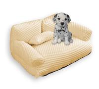 Pet Cooling Sofa Large Dog Bed Couch,Removable Washable Cool Fiber Cover Cat Sofa for Indoor Cats,Calming Cat Mattress Ice Couch Thick Neck Support (Yellow,L-65 * 46 * 30CM)