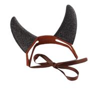 Pet Cosplay Costume - Felt Devil Horn with Straps | Lightweight Evil Witch Costume | Glitter Headgear for Cats and Dogs | Cute Halloween Party Accessory for Fun Dress Up
