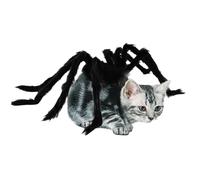 Pet Cosplay Spider Costumes Realistic Plush Dog Spider Costumes with Bright Eyes and Adjustable Self Adhesive Strap for Halloween Party Outfit Black L