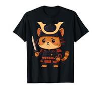 Pet Cosplayer Japanese Cat Warrior Holding a Sword T-Shirt