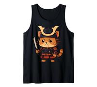 Pet Cosplayer Japanese Cat Warrior Holding a Sword Tank Top