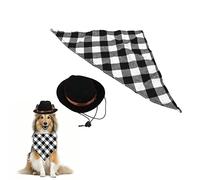 Pet Costumes， Adjustable Pet Cowboy Costume Set, Cartoon Mini Pet Clothes Set for Halloween Party (black + black grid)