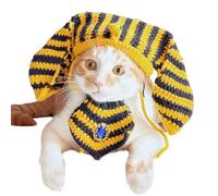 Pet Costumes - Egyptian Pet Costume Accessory - Adjustable Knitting Dog Clothes, Gold Stripe Hat Bandana for Pet Party Outfits