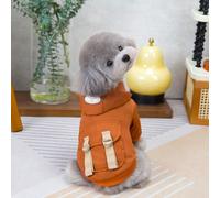 Pet Costumes Thick Cat Dog Clothes for Autumn and Winter Small Dog Clothes Two-Legged Cute Pet Outfits with Leash Hole Ring (Orange,X-Large)