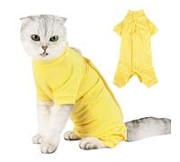 Pet Cotton Anti-licking Recovery Clothes After Surgery Puppy Kitten Jumpsuit Cat Rehabilitation Clothing Pet Vest(Yellow,M)