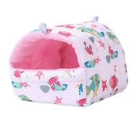 Pet Cotton Nest for Small Animals Soft Insulated Bedding with Marine Pattern Suitable for Indoor Pet Enclosures and Winter Use (White, 5.91 × 5.91 in)