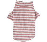 Pet Cotton Striped Shirt for Dogs Cats and Mini Pigs Soft Breathable Tee Pink White Stripes Comfortable Puppy Clothes Fashionable Pet Apparel for Small Animals (S)