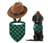 Pet Cowboy Hat and Bandana Scarf - Costume Accessories Dog Cat Pet Size West Cowboy Accessories for Puppy Kitten Party Festival and Daily Wearing (Style 2)