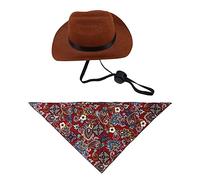 Pet Cowboy Hat Universal Funny Western Caps Bandana for Birthday Holiday Red Wine M