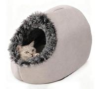 Pet Cozy Warm Cave Bed - Soft, Plush Cat and Dog Cave Bed, with Plush Cushion for Small to Medium Pets, Provides a Comfortable, Cozy Private Space for Your Pet to Sleep and Rest (Dark Gary,L)