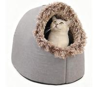 Pet Cozy Warm Cave Bed - Soft, Plush Cat and Dog Cave Bed, with Plush Cushion for Small to Medium Pets, Provides a Comfortable, Cozy Private Space for Your Pet to Sleep and Rest (Gray,L)