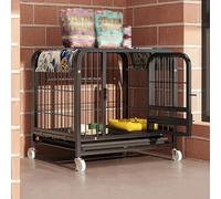 Pet Crate, dog Kennel, Cages for dogs Indoor, Heavy Duty Pet Cage with Wheels and Removable Tray, Skylight on Top, for Small/Medium/Large Pets Black,63 * 43 * 55cm
