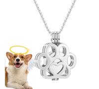 Pet Cremation Ash Jewelry - Stainless Steel Memorial Pendant Necklace | Dog Paw Print Commemorative Keepsake With Mini Box Secure Closure | Cremation Jewelry - Pet Remembrance Gift