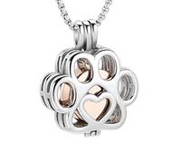 Pet Cremation Jewelry For Ashes For Dog/Cat Paw Stainless Steel Memorial Locket Urn Necklace Inside Mini Case Keepsake Cremation Jewelry Women Men, 0.78 * 0.86, 316L, Crystal