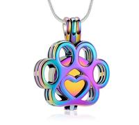 Pet Cremation Jewelry For Ashes For Dog/Cat Paw Stainless Steel Memorial Locket Urn Necklace Inside Mini Case Keepsake Cremation Jewelry Women Men