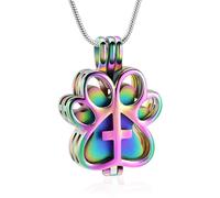 Pet Cremation Jewelry for Dog/Cat Paw Stainless Steel Memorial Locket Urn Necklace with Hollow Urn Cremation Jewelry for Ashes