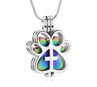 Pet Cremation Jewelry for Dog/Cat Paw Stainless Steel Memorial Locket Urn Necklace with Hollow Urn Cremation Jewelry for Ashes