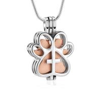 Pet Cremation Jewelry for Dog/Cat Paw Stainless Steel Memorial Locket Urn Necklace with Hollow Urn Cremation Jewelry for Ashes