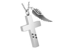 Pet Cremation Jewelry Rustproof Metal Memorial Crossed Locket Necklace With Invisible Storage Compartment For Ashes Rustproof Metal Pet Ashes Necklace