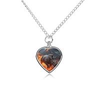 Pet Cremation Jewelry - Star - Swimming Dolphin Heart Shaped Urn Necklace for Dog/Cat Ashes, Memorial Keepsake Pendant with Funnel & Gift Jewelry, One Size, Zinc, No Gemstone