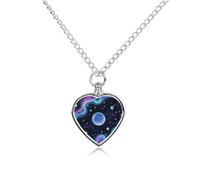 Pet Cremation Jewelry - Starry Sky Lavender Heart Shaped Urn Necklace for Dog/Cat Ashes, Memorial Keepsake Pendant with Funnel & Gift Jewelry, One Size, Zinc, No Gemstone