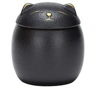 Pet Cremation Memorial Urn - Mini Ceramic Memorial Urn for Cat Dogs Cremation Ashes Mini Funeral Urn Keepsake for Safe Storage of Ashes,Black