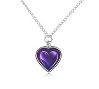 Pet Cremation Necklace for Ashes - Memorial Jewelry for Dog/Cat with Funnel Kit, Heart Pendant & 27.6" Chain, Purple Love Urn Necklace Keepsake Gift for Pet Loss