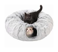 Pet cushion, Winter Plush Cat Tunnel Bed Foldable Two-in-One Round Warmth Pet Nest Thickened Cozy Cuddly Hideaway ，Antislip bottom