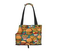 Pet-cute burger fries print portable bag, lightweight and breathable, suitable for taking small pets out.