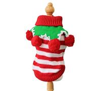 Pet cute christmas colorful christmas sweater red and green striped small dog autumn and winter warm thread clothes cat clothes(M)