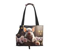 Pet-Cute young pig print portable bag, lightweight and breathable, suitable for taking small pets out.