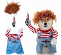 Pet Deadly Doll Chucky Dog Cosplay Funny Halloween/Christmas Party Costume - Small/Medium/Large (XS: Chest 13"-17")