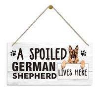 Pet Decor Signs, Decorative Wood Hanging Wood Plaque, German Shepherd Wood Sign, Rustic Door Hanger, Wall Decor Art, Farmhouse Home Decor, Dog Lover Gift, A Spoiled German Shepherd Lives Here