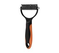 Pet Dematting Comb - 2 Sided Grooming Brush, Double Side Teeth | Detangling Rake for Small Medium Large Pets Dog Cats Professional Undercoat Stripper Tool Stainless Steel