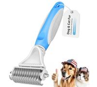 Pet Dematting Comb - 2 Sided Undercoat Rake for Cats & Dogs - Safe Grooming Tool for Easy Mats & Tangles Removing - Medium and Long Haired Cats Dogs Brush for Shedding