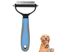 Pet Dematting Comb Double Sided Deshedding Pet Grooming Brush 2 In 1 Undercoat Rake Deshedding Tool Blue Cat Matted Fur Remover for Dogs Cats Removes Knots Hair
