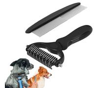 Pet Dematting Tool 2 Pack Double Sided Undercoat Rake & Dematting Comb for Cats and Dogs for Detangling Matted or Knotted Undercoat Hair(Black,S)