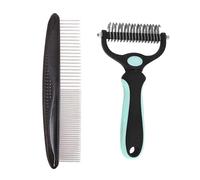 Pet Dematting Tool 2 Pack Double Sided Undercoat Rake & Dematting Comb for Cats and Dogs for Detangling Matted or Knotted Undercoat Hair(Green,S)