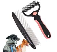 Pet Dematting Tool 2 Pack Double Sided Undercoat Rake & Dematting Comb for Cats and Dogs for Detangling Matted or Knotted Undercoat Hair(Orange,L)