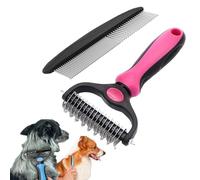 Pet Dematting Tool 2 Pack Double Sided Undercoat Rake & Dematting Comb for Cats and Dogs for Detangling Matted or Knotted Undercoat Hair(Red,L)