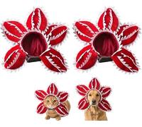 Pet Demon Dog Costume Funny Dog Adjustable Hat Costume with Soft Material Flower Accents for Cosplay(Medium(2 pcs))
